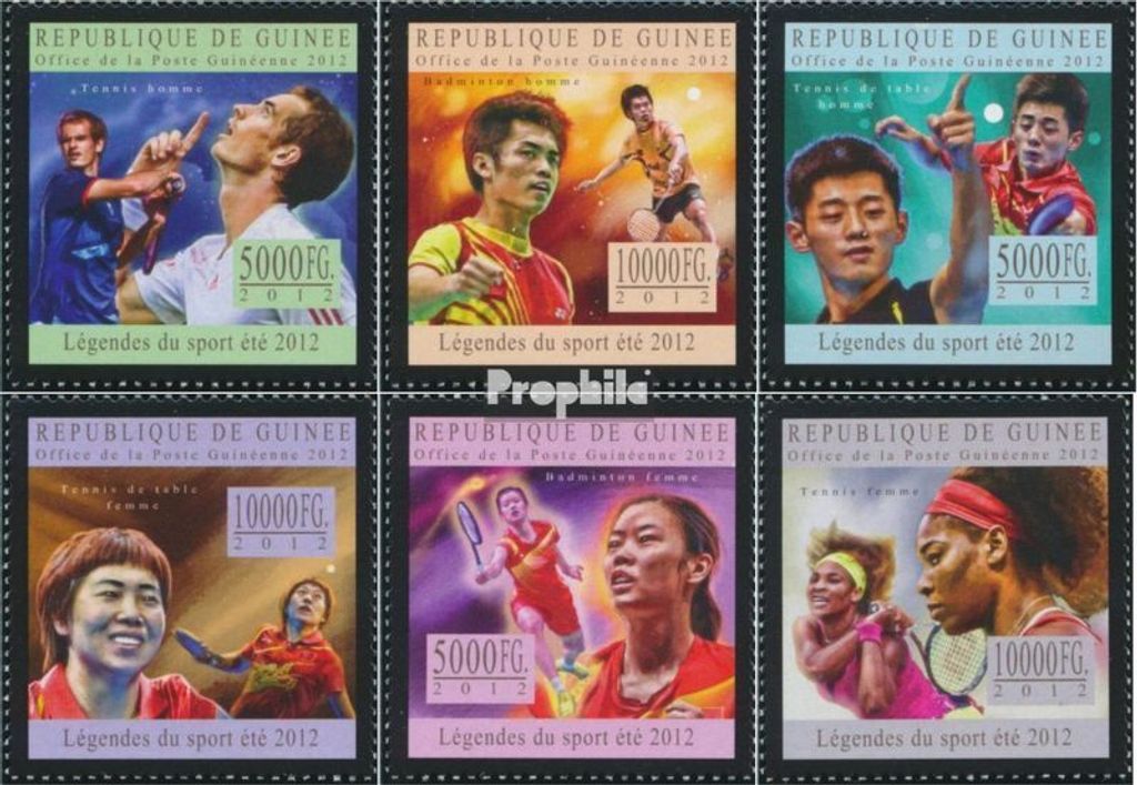 Briefmarken Guinea 2012 Mi 9621-9626 (kompl. Ausgabe) postfrisch Tennis