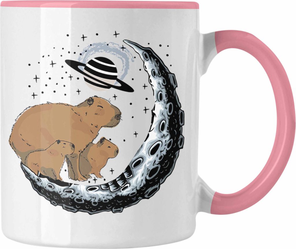 Trendation - Galaxie Capybara Tasse Capybara Tier Kaffeetasse Geschenk für Capybara Liebhaber (Rosa)