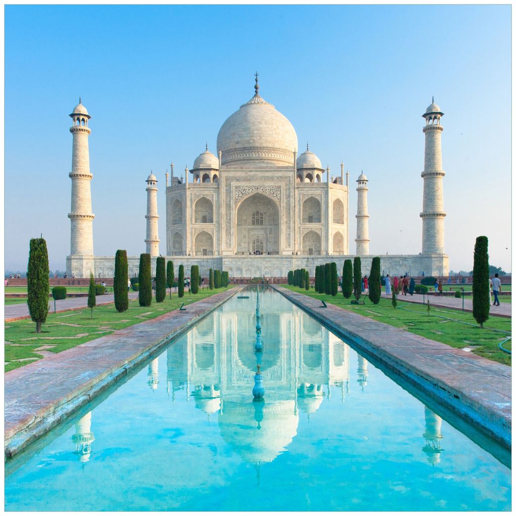 Wallario Magnet für Kühlschrank / Geschirrspüler, magnetisch haftende Folie - 60 x 60 cm, Motiv: Taj Mahal - Mausoleum in Indien