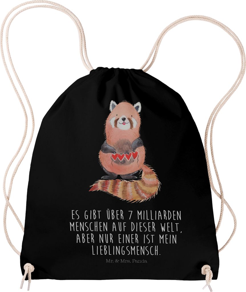 Mr. & Mrs. Panda Stoffbeutel Roter Panda - Schwarz - Geschenk, Liebling, Lustige Sprüche, festival tasche, Sportbeutel, Beutel, sporttasche klein,...
