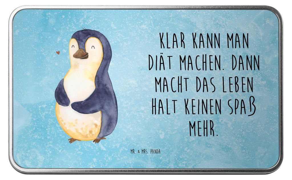 Mr. & Mrs. Panda Geschenkverpackung Pinguin Diät - Eisblau - Geschenk, behälter, gebäckdose, Kaffeedose, Geschenkartikel, Abnehmen, Keksdose, Ge...