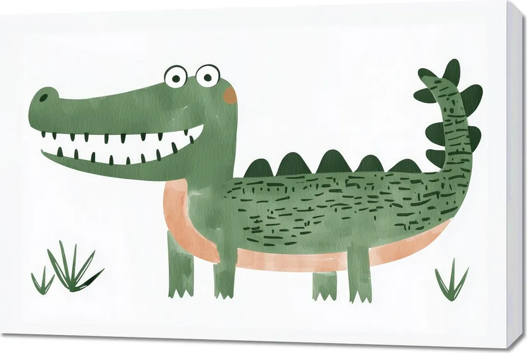 Quadro Tela 90x60 Coccodrillo - Stampa UV Alta Risoluzione Bambini