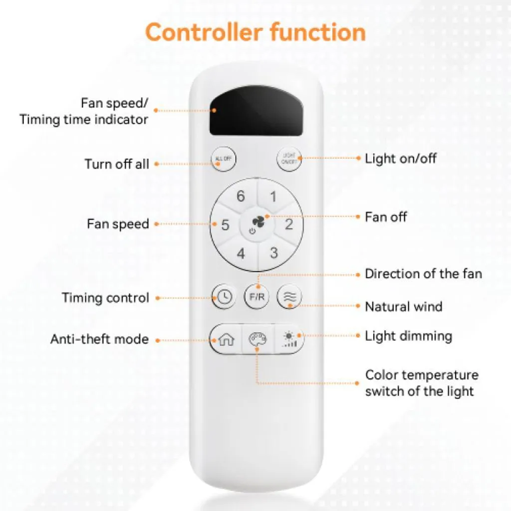 Ventilateur de Plafond LED Dimmable 6 Vitesses et Mode Réversible CC - 6
