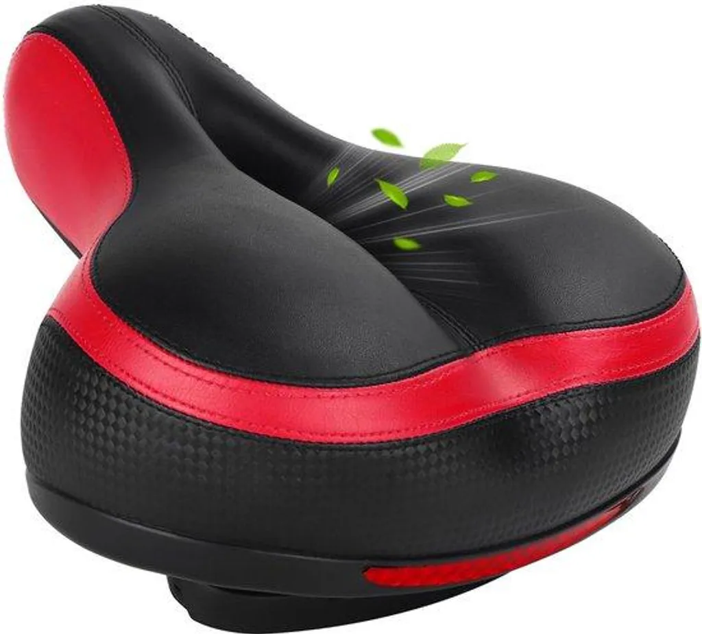 Selle de vélo confortable et imperméable avec bande réfléchissante noire