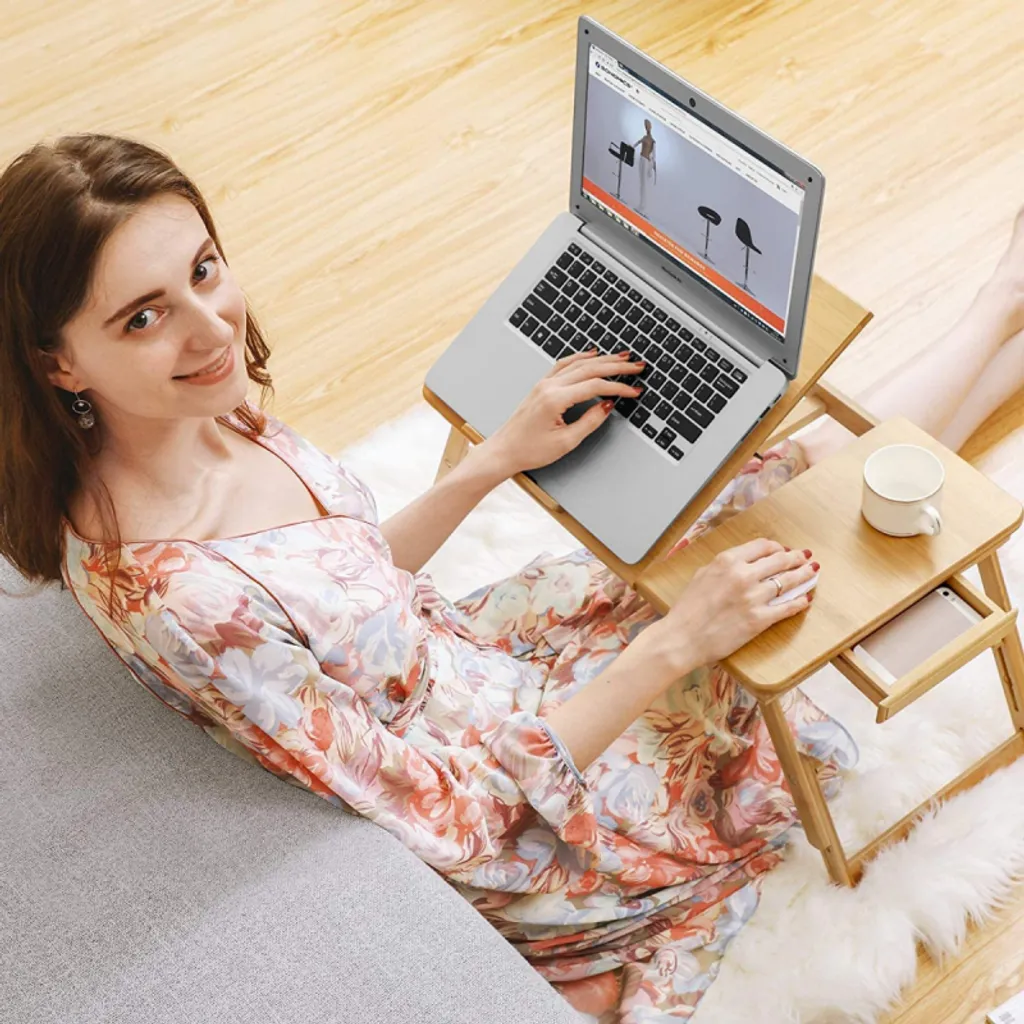 Table Ordinateur Portable Bambou 61cm : Fini la Surchauffe et le Mal de Dos