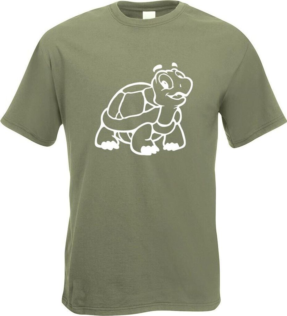Kiwistar - T-Shirt - Olive - Schildkröte Motiv Bedruckt Funshirt Design Print - mit Motiv Bedruckt - Funshirt Design - Sport - Freizeit - Herren - M