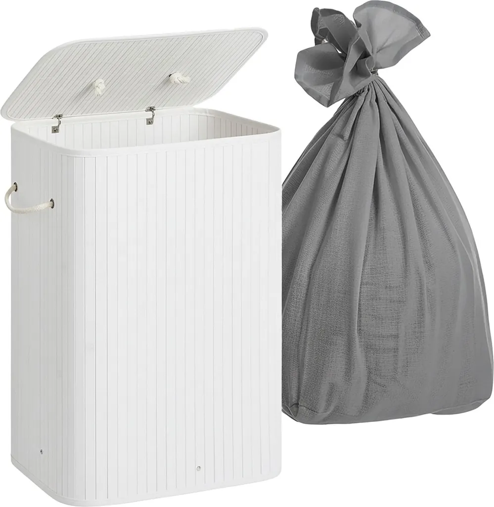 Triez votre linge sans effort : Panier bambou double bac anti-odeur 100L