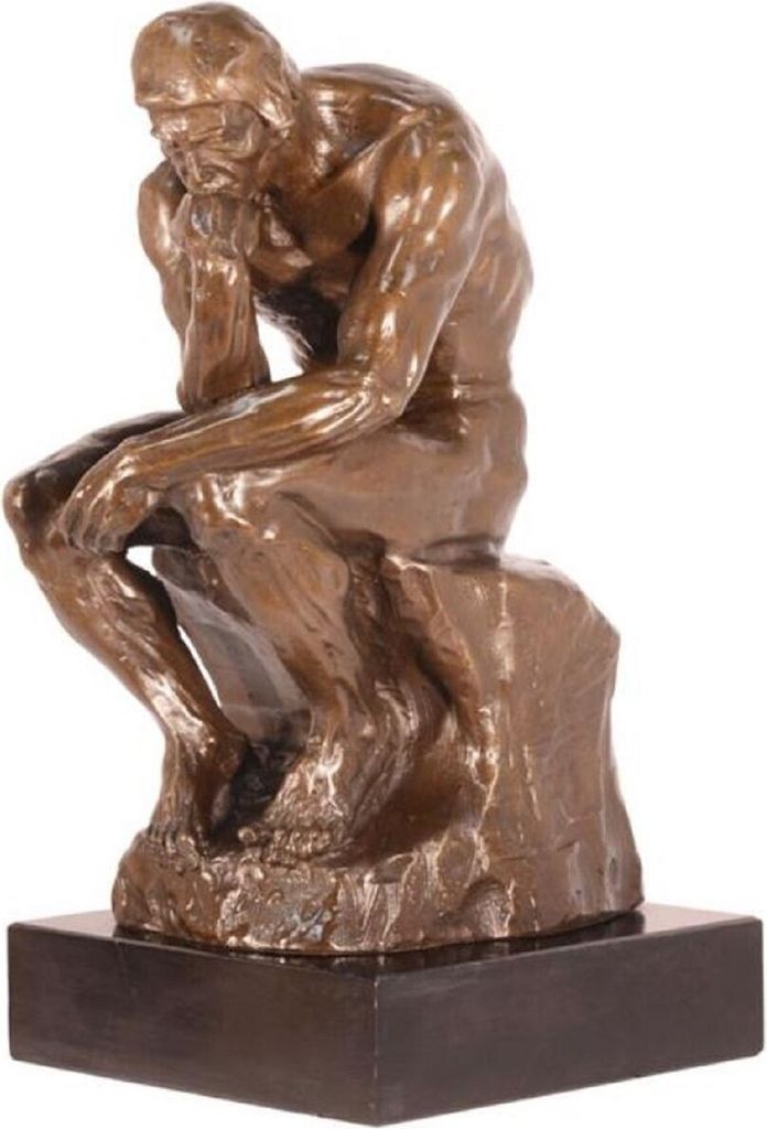 Casa Padrino Art Deco Bronzefigur Der Denker Bronze / Schwarz H. 30,5 cm - Bronze Skulptur - Dekofigur