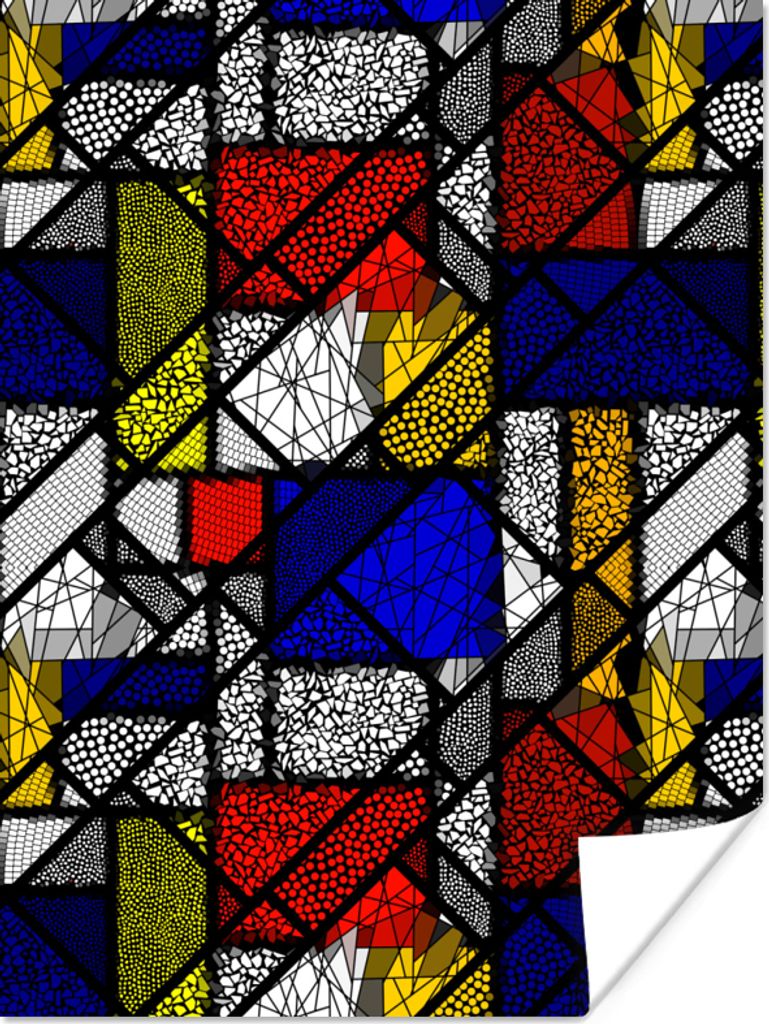 MuchoWow Poster Mondrian - Glasmalerei - Alte Meister - Kunstwerk - Abstrakt - Malerei 60x80 cm - Schlafzimmer Dekoration