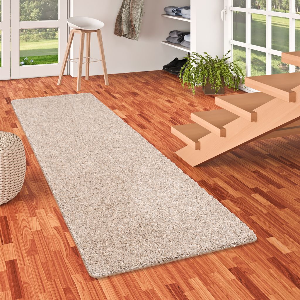 Luxus Läufer Hochflor Langflor Teppich Milano Beige, Größe:100x100 cm