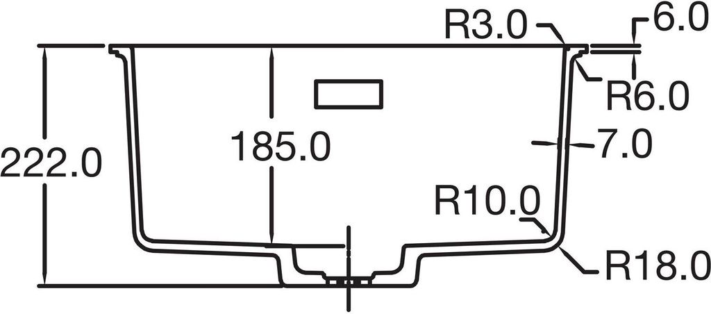 Caressi Black Line quadratisches Spülbecken für Produktbild 5