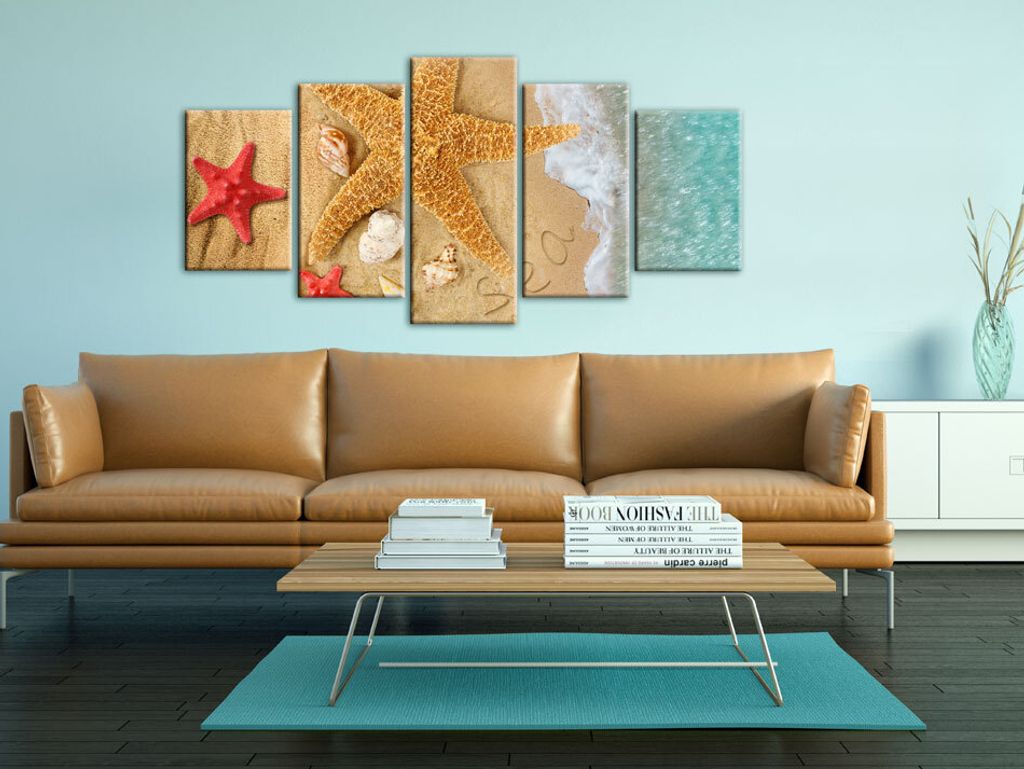 Akustikbild Strand Meer 200x100 cm Bilder Akustikschaum Hochleistungsschallabsorber Schallschutz Leinwand 5 tlg Wandbild Raumakustik Schalldämmung...