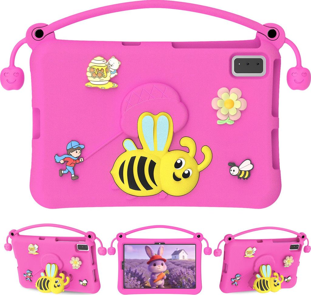 Kinder Hülle für Samsung Galaxy Tab S6/Tab S5e/Tab A7 10,4/Tab S6 Lite Leicht Stoßfeste Kindgerechtes Schutzhülle mit Griff, Biene Ständer Rosa