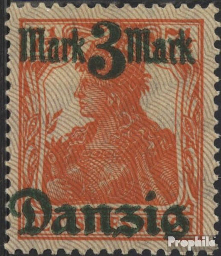 Briefmarken Danzig 1920 Mi 44II Unterdruckspitzen nach unten Gefälligkeitsentwertung gestempelt Germania-Aufdruck