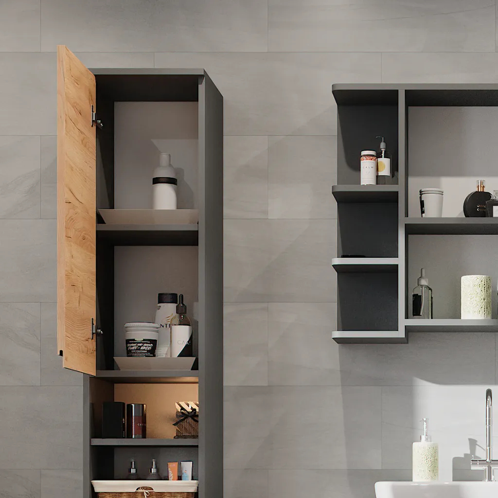 Meuble de bain design Vicco J-Shape Gris anthracite 30x190cm robuste - 5