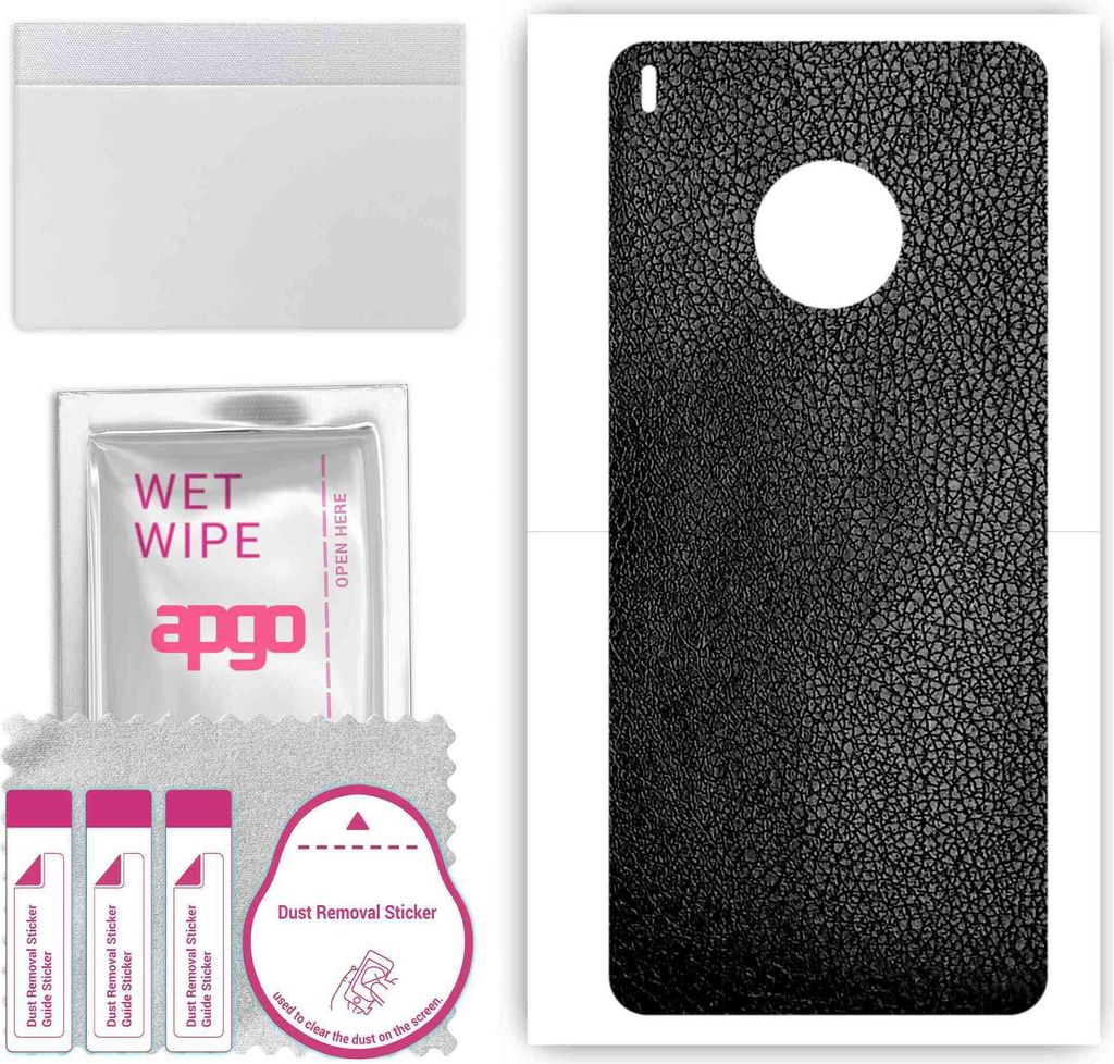 apgo Rückseite Schutzfolie, Skin, kompatibel mit Huawei Y9a, Hinten Displayschutzfolie aus Vinylfolie, kratzfest, einfache Montage - Schwarzes Leder
