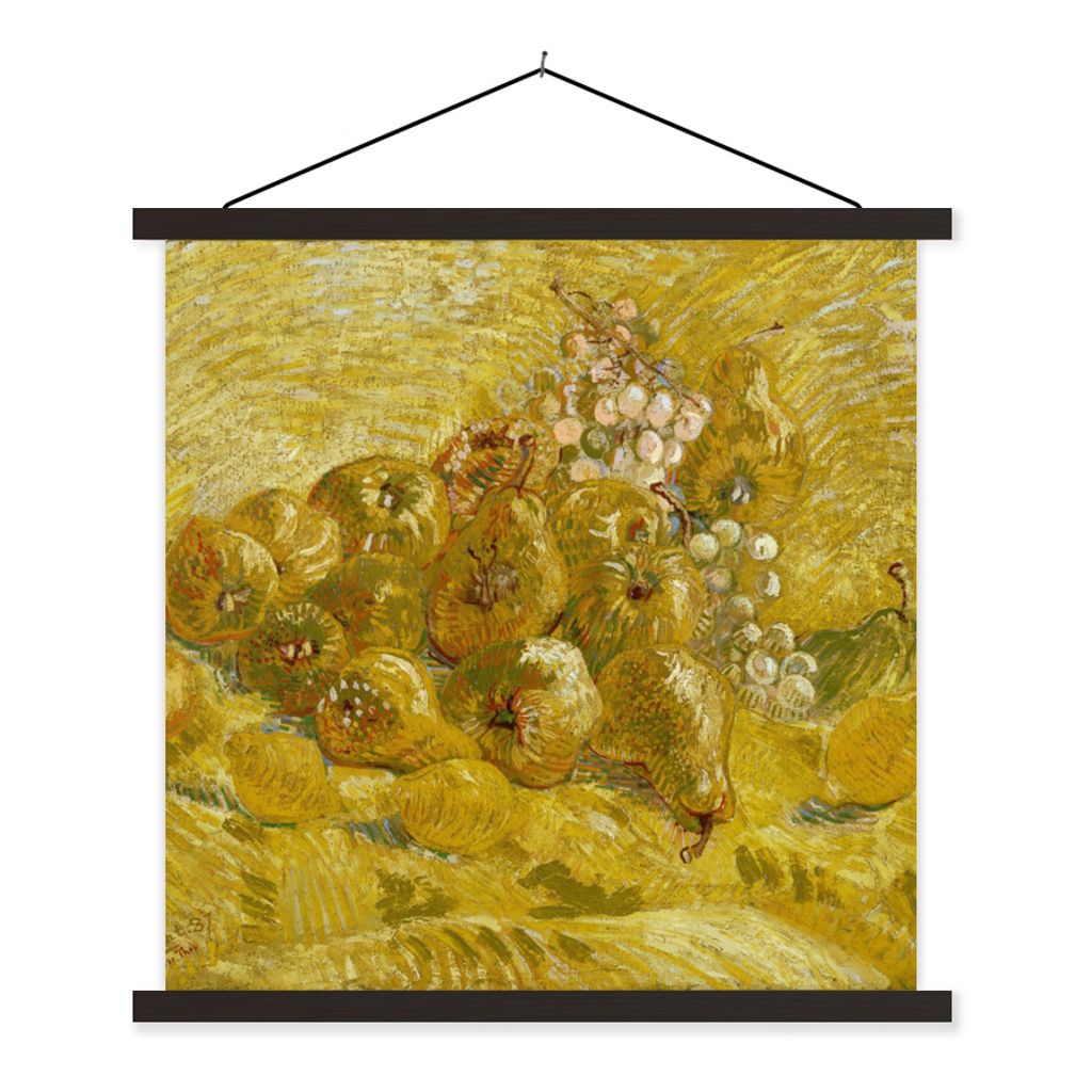 MuchoWow Textilposter Quitten, Zitronen, Birnen und Trauben - Vincent van Gogh 90x90 cm mit schwarzem Rahmen - Magnetisches