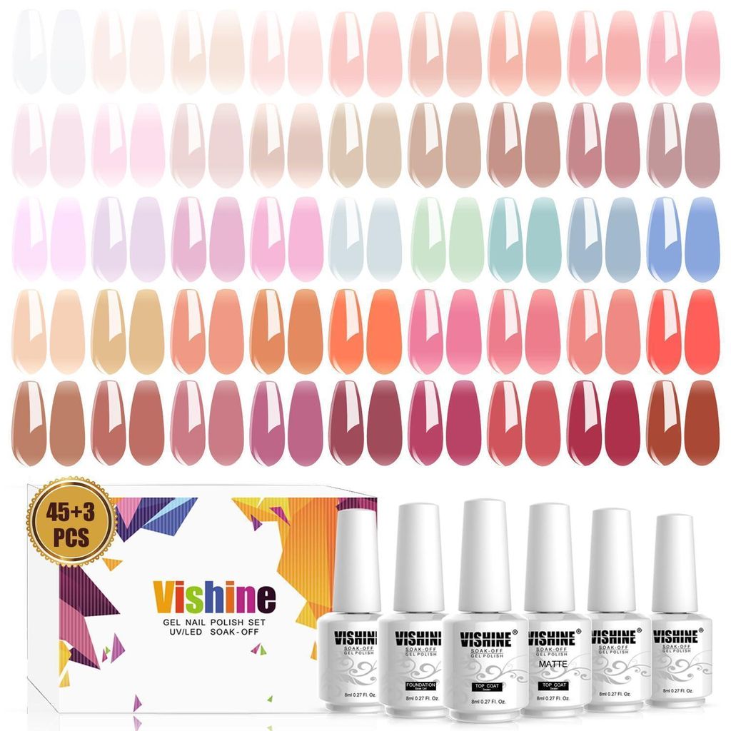 Set di smalto gel da unghie, 48 pezzi, 45 colori, inclusi Immagine del prodotto 