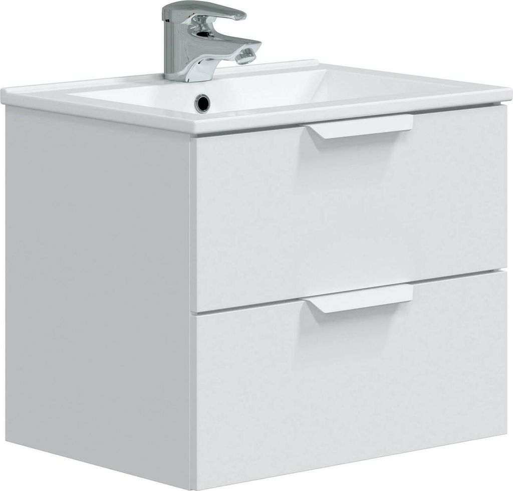 Dmora Fairwood Waschbeckenunterschrank 60x45x50 cm Weiß, 2 Schubladen