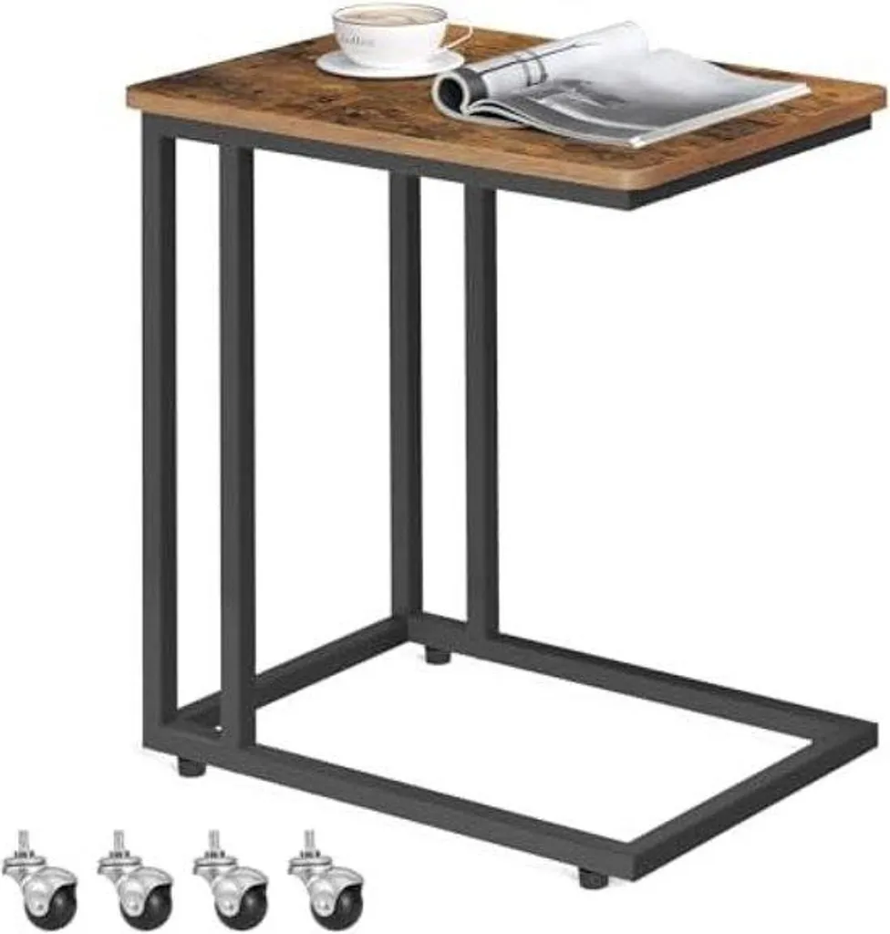 Table d'appoint style industriel vintage avec pieds ajustables de 60 cm