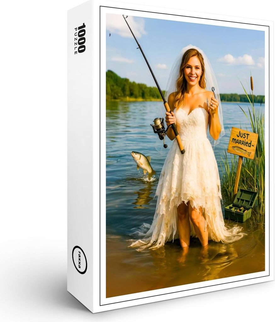 raxxa Premium-Puzzle "Bride with Fishing Rod and Hook at Lakeside", 1000 Teile