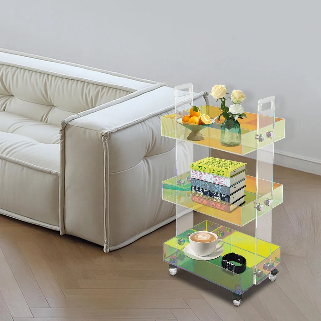 Petite table basse transparente pour gagner de l'espace sur roulettes - 3