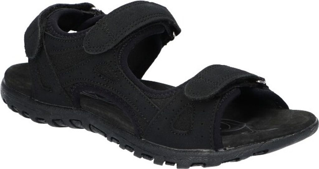 AMERICAN CLUB HL162 Solide Sandalen, Naturleder Innensohle, Klett Sandalen, Sportsandalen, Schwarz 41