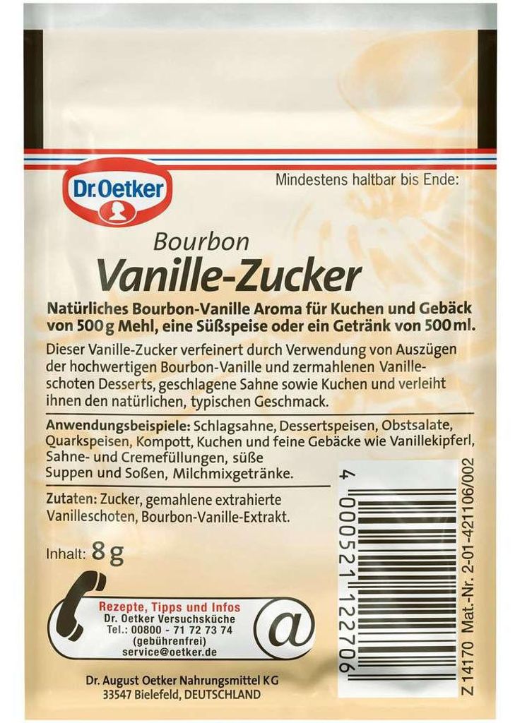 Dr. Oetker Bourbon Vanille Zucker Produktbild 