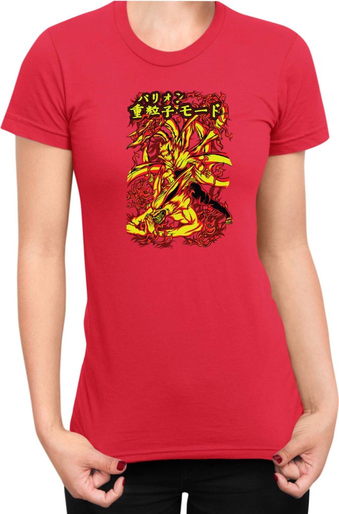 Damen T-Shirt Japan Anime Manga Naruto Kurama Nine Tail Kurama Nine Tail, Lady L / Rot