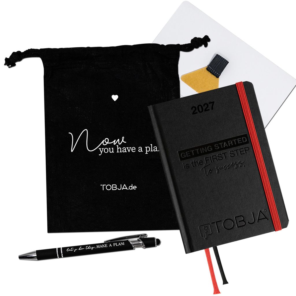 Taschenkalender 2027 A6 Schwarz Set - 1 Woche 2 Produktbild 