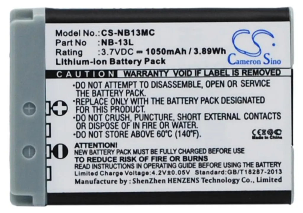 Batterie de remplacement NB-13L pour Canon Powershot SX740 et SX730 HS