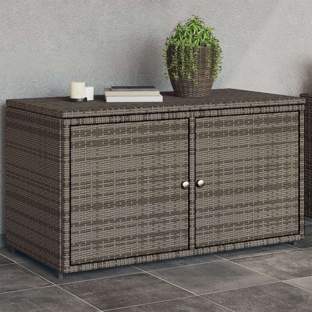 Zahradní úložná skříň 110 x 55 x 60,5 cm polyratan Šedá Obrázek produktu 