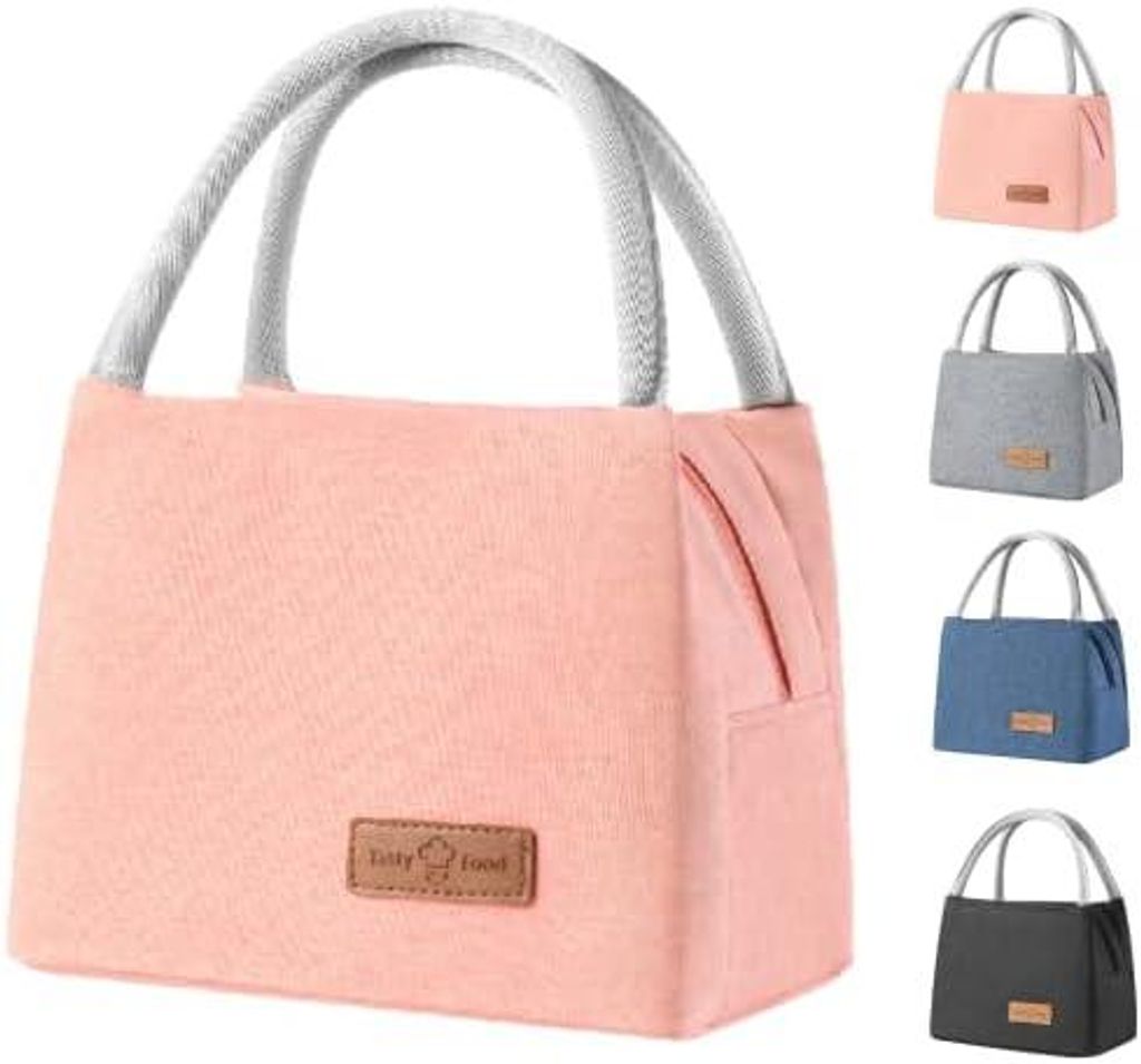 Lunchtasche, tragbar, tragbar, aus verdickter Aluminiumfolie, wasserabweisend, thermisch, auslaufsicher, Organizer (Rose)