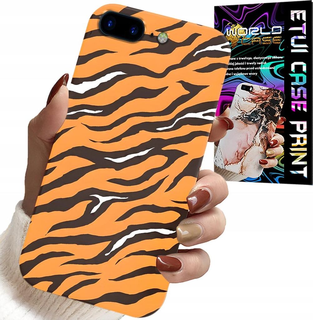 Etui Für Iphone ( 7 Plus ) - Rückseite In Tiger Streifen Abdeckung + Glas