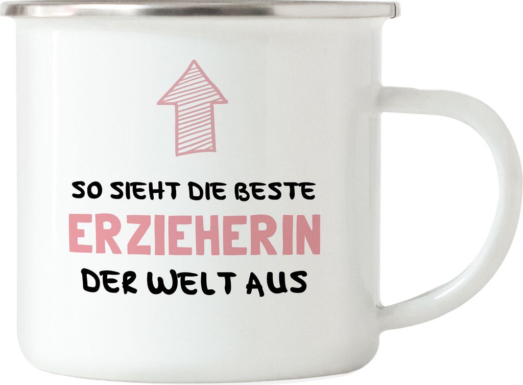 So Sieht Die Beste Erzieherin Der Welt Aus Emaille Tasse Kindergarten Dankeschön & Abschiedsgeschenk Kita
