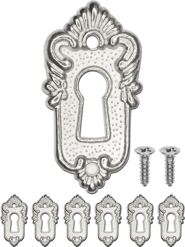 'FUXXER - 6x Antike Schlüssel-Schilder, Schloss-Rosetten, Schloss-Beschläge, Abdeckung für Schlösser'