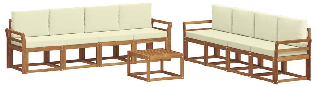 vidaXL Outdoor-Sofagarnitur 9 pcs Natur und Creme Massivholz Akazie