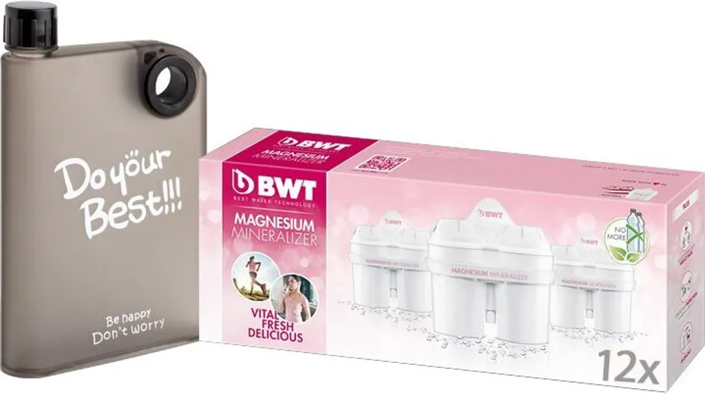 Wellness Kit: 12 Filtri BWT Magnesio + Bottiglia Slim Maxxo A5 Design