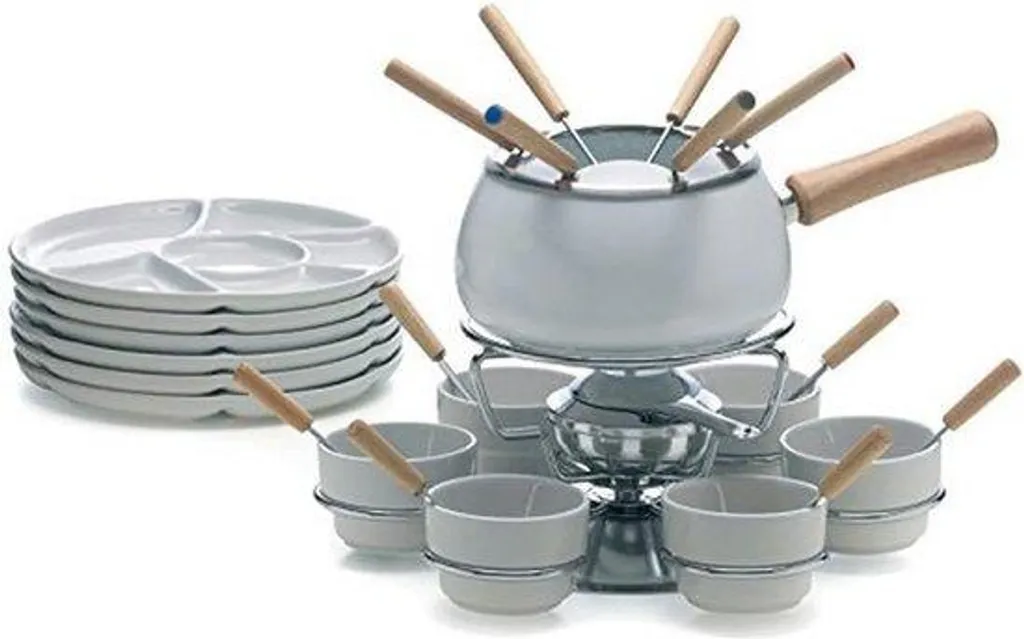Appareil à fondue spécial Noël 28 pièces pour repas de famille blanc