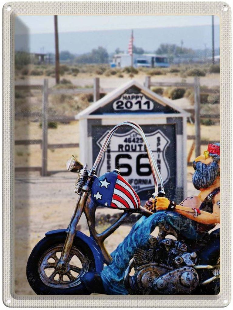vianmo Blechschild 40x30 cm Amerika Route 66 Biker California Bildmotiv Reisemotiv Abenteuer Reisen Urlaub