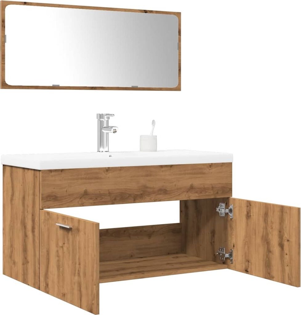Hochwertig 3-tlg. Badmöbel-Set Artisan-Eiche Holzwerkstoff 3328588