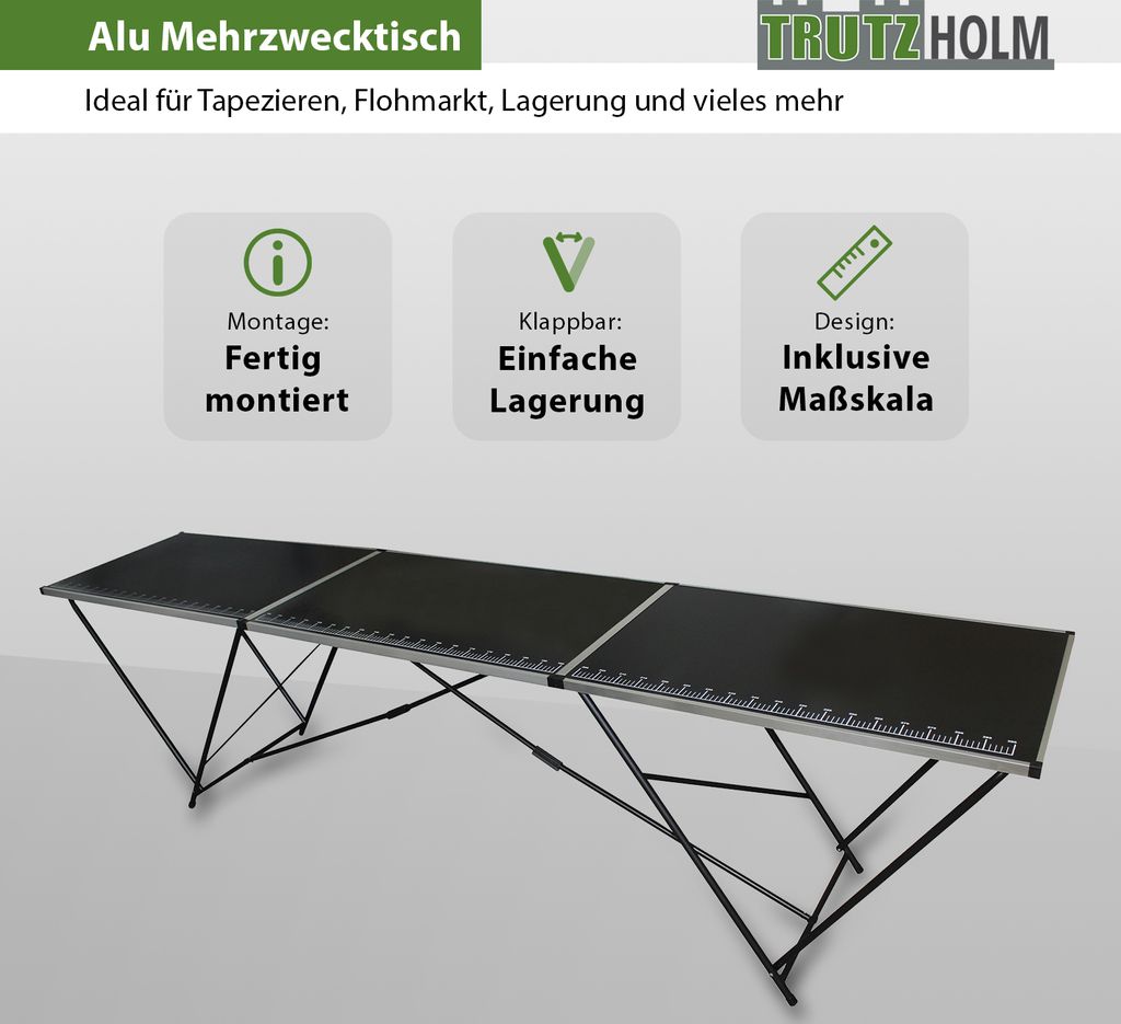 Tapeziertisch Alu Flohmarkttisch 300x60 cm Klapptisch Produktbild 2