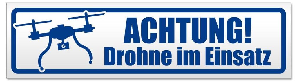 Kiwistar - Autoaufkleber - Verkehrsblau - 30 x 8 cm - Achtung Drohne im Einsatz - Hinweis Aufkleber Sticker für Auto, Kfz, Fahrrad, PKW, LKW