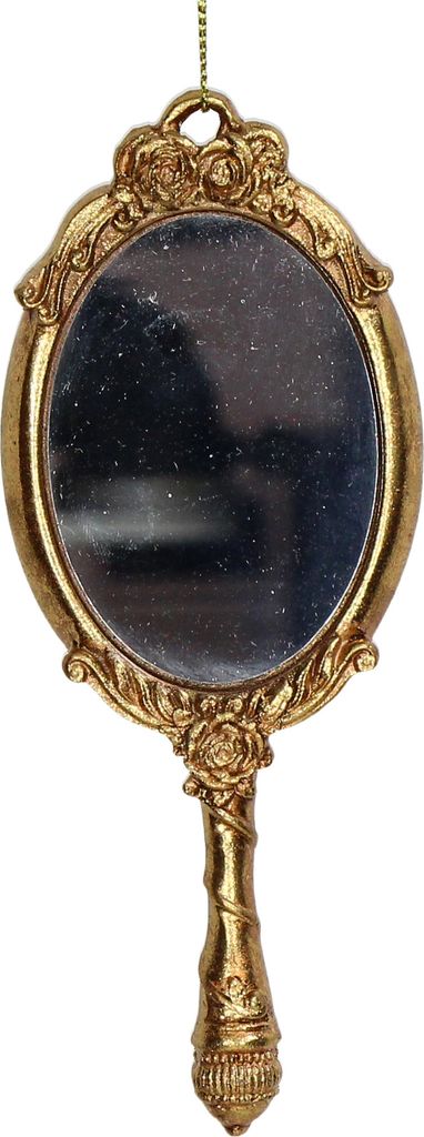 Christbaumschmuck 16,5cm Keramik Handspiegel Figur Gold Produktbild 