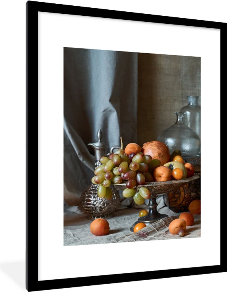 MuchoWow MuchoWow Gerahmtes Poster Stilleben - Schale - Obst 60x80 cm - Poster mit zchwarzem Bilderrahmen - Wohnzimmer - Dekorationen - Prämie
