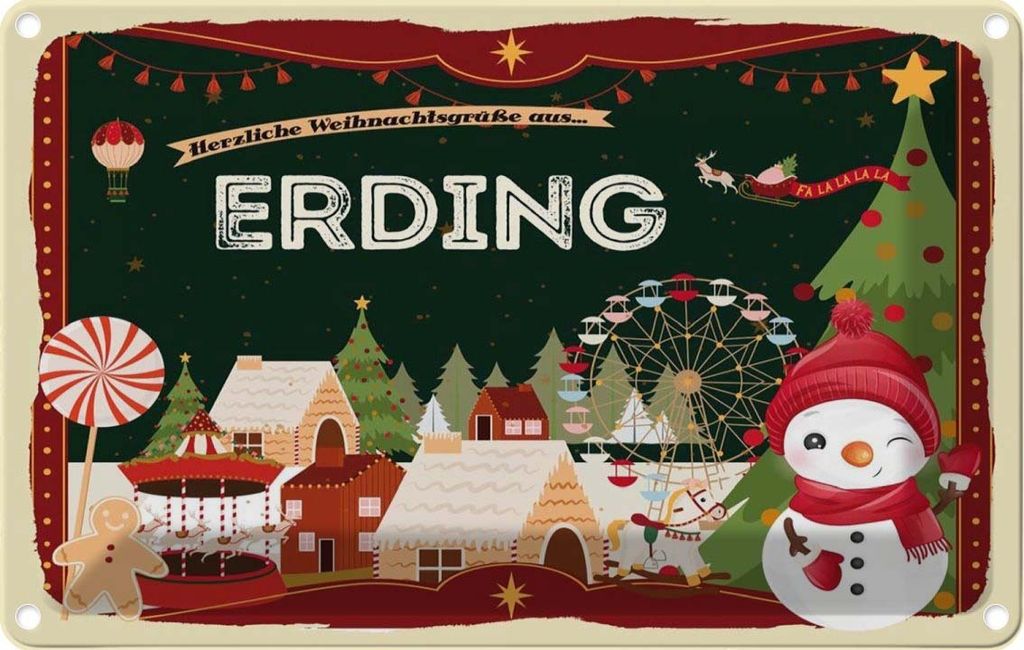 vianmo Blechschild 20x30 cm Weihnachten ERDING