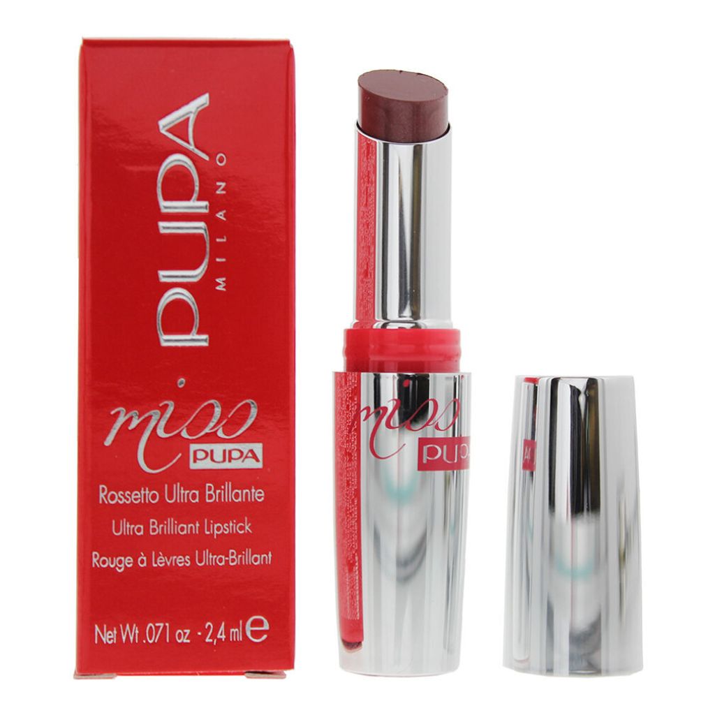 A Pupa lipstick and its packaging are displayed against a white background.