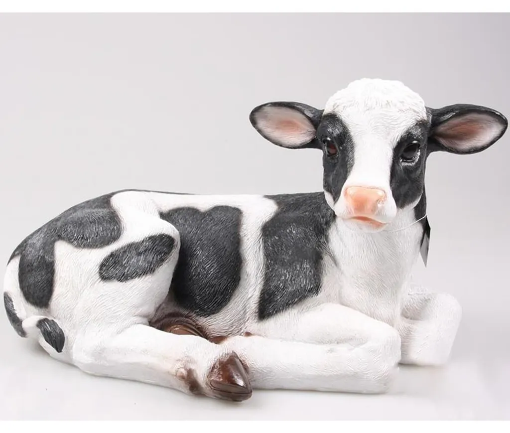 Veau de Jardin Farmwood en Résine 34x21cm - Finition Main Détail