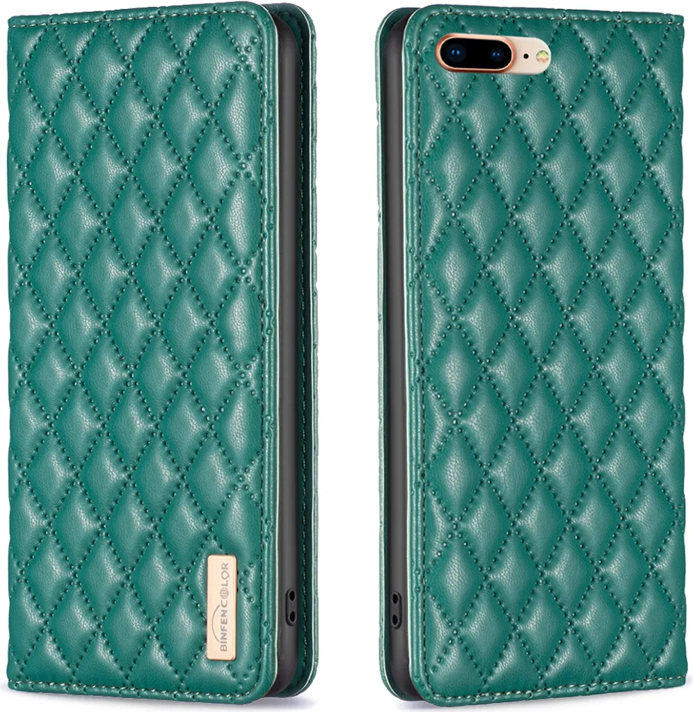 custodia per iPhone 8 Plus, elegante custodia in pelle flip portacarte con supporto per iPhone 8 Plus / 7 Plus Verde