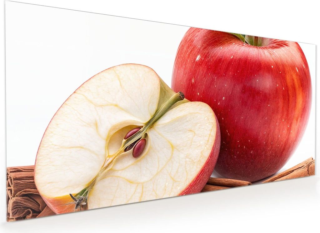 Küchenrückwand Spritzschutz Glas mit Motiv Apfel mit Zimt 40 x 40 cm
